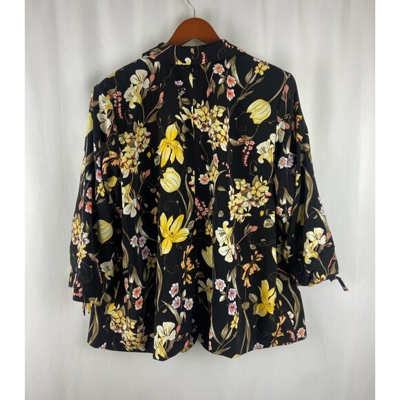 EUC Susan Graver 24W Black Floral Blazer Jacket Size One Button Church Workwear - Picture 2 of 13